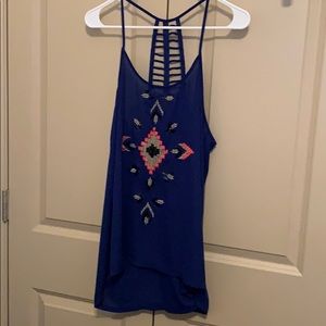 Tank top with sequin Aztec detail and unique back